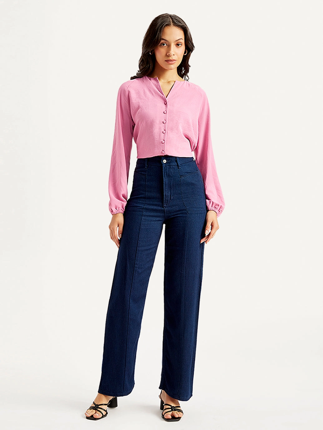 Women's Redloop Blue Loose Fit High Rise Jeans Slim Cut