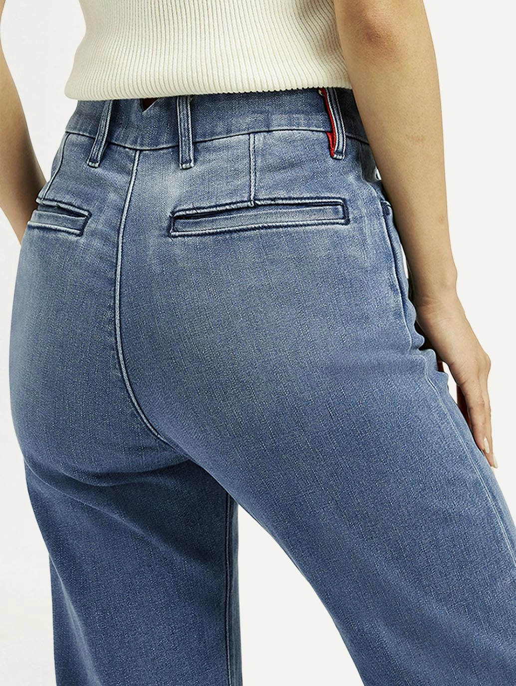 Morning Stroll Music Event Office Wear Women's Redloop Blue Ribcage Straight Fit High Rise Jeans