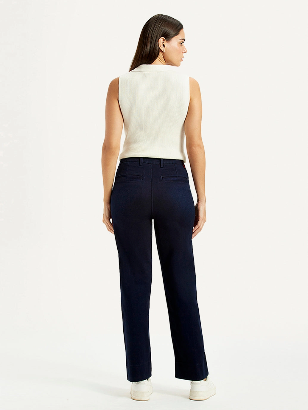 Women's Redloop Dark Blue Ribcage Straight Fit High Rise Jeans Versatile Design Luxury Minimalist