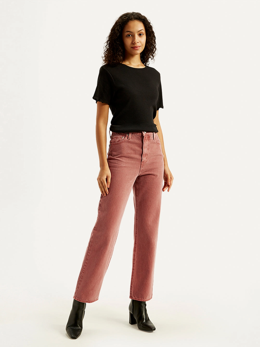 Women's Rust Ribcage Straight Ankle Fit High Rise Jeans Riveted Stress Points