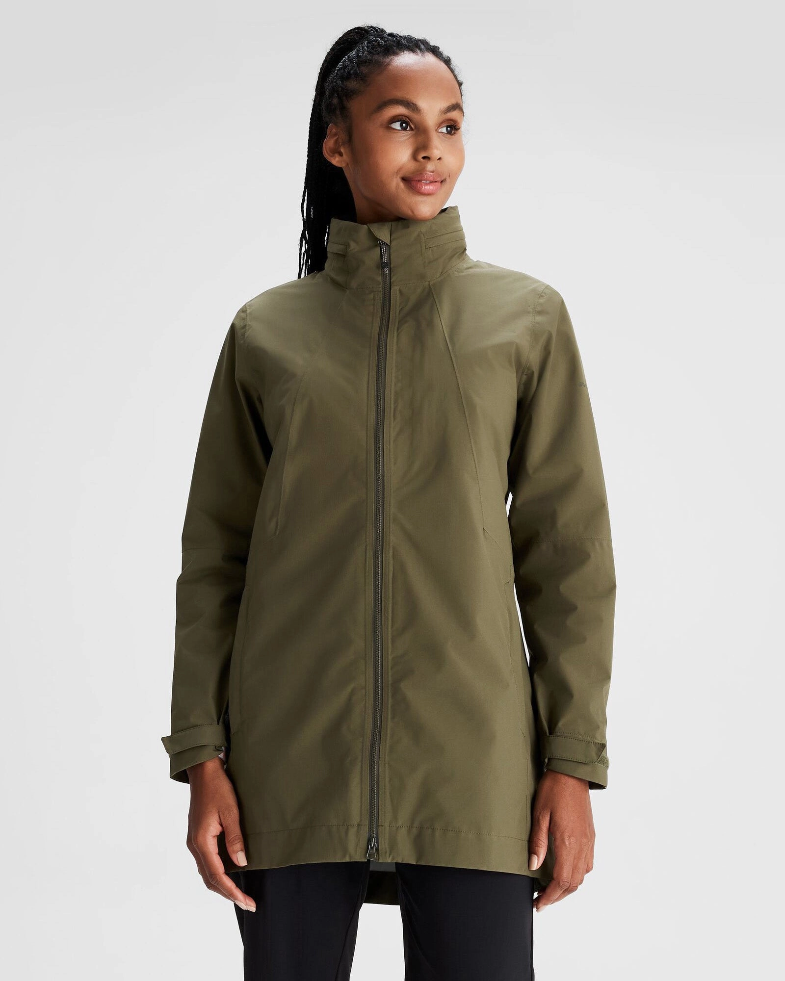 Basic Essential Layer Reinforced Collar Structure Women's Trailhead Stretch 2.5-layer Rain Parka - Light Moss