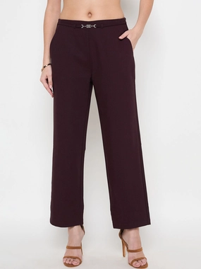 Madame Belted Straight Fit Wine Trousers HeatRegulating