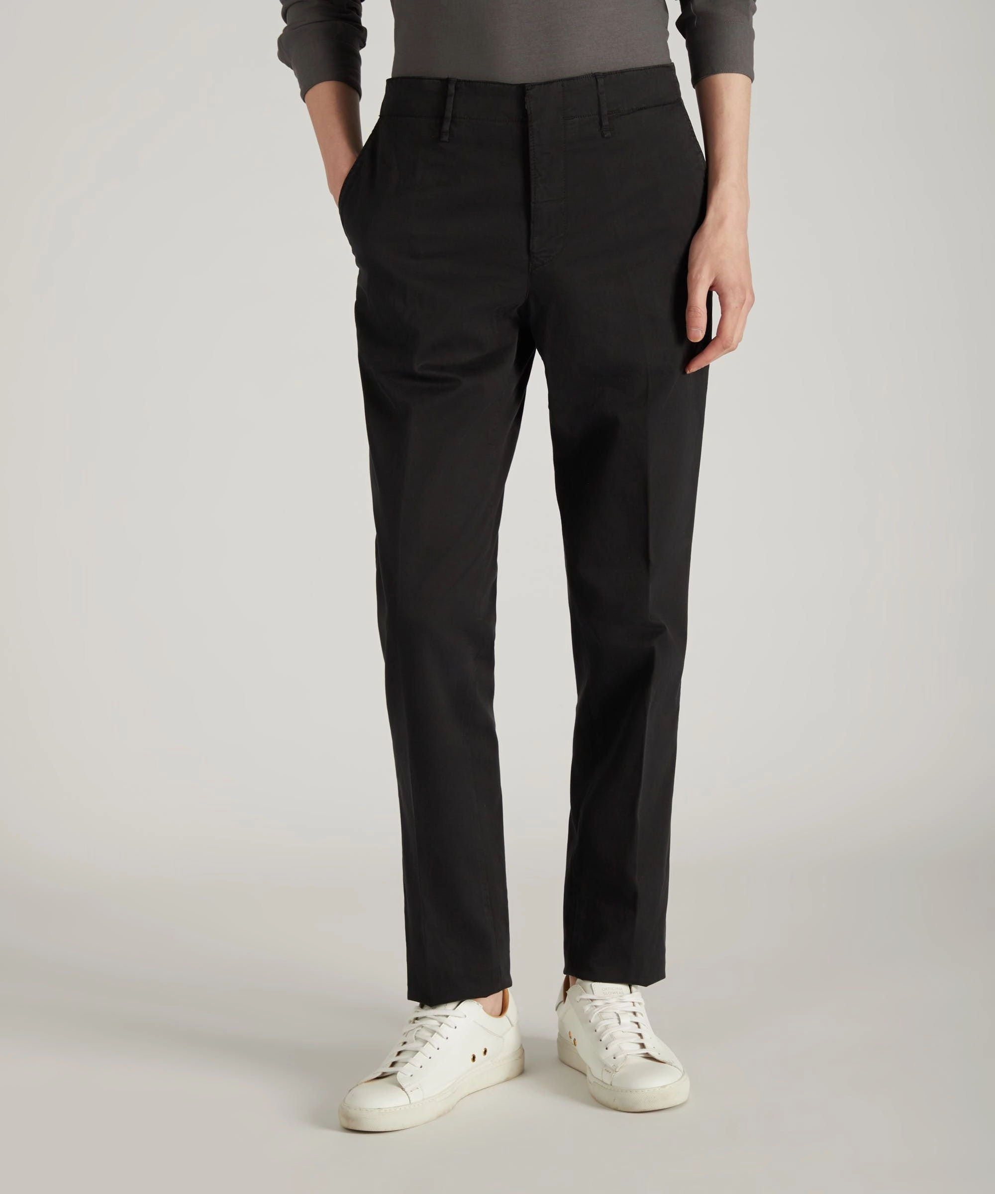 Slim fit trousers in certified stretch gabardine Corduroy texture