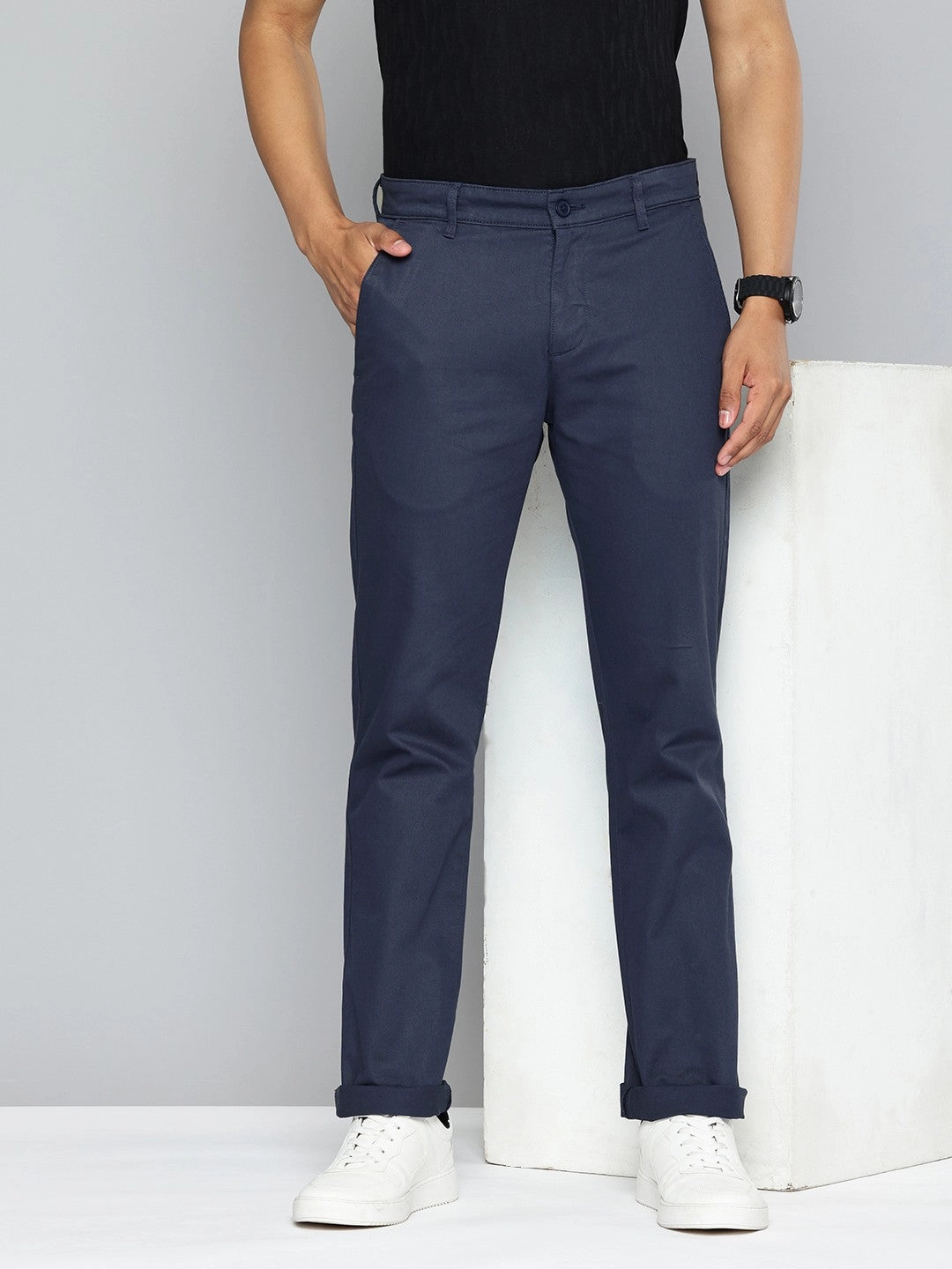 Men's Navy Slim Fit Chinos Stylish Appearance Breathable Wearable