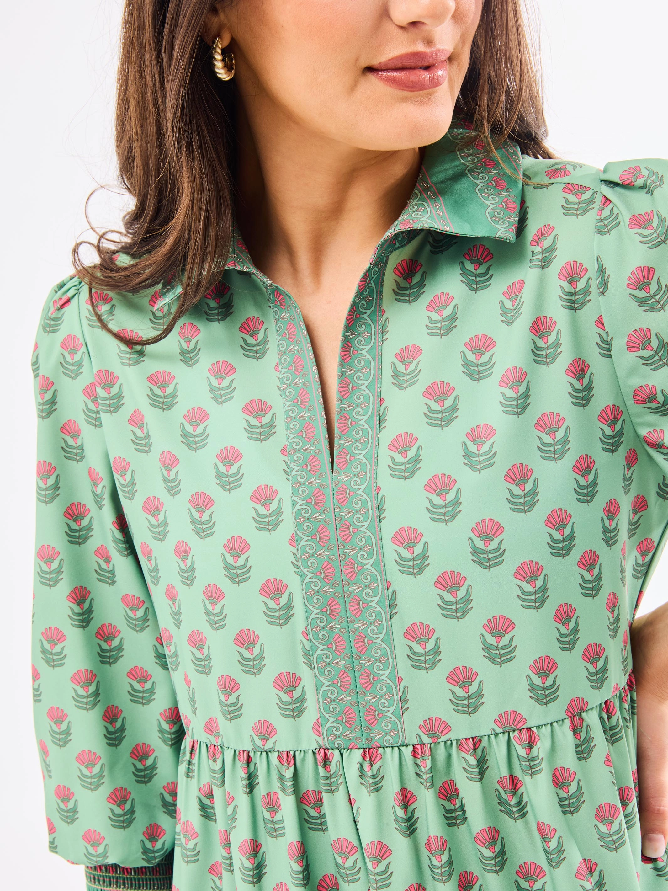 Eleanor Dress | Floral Foulard Vineyard Collared