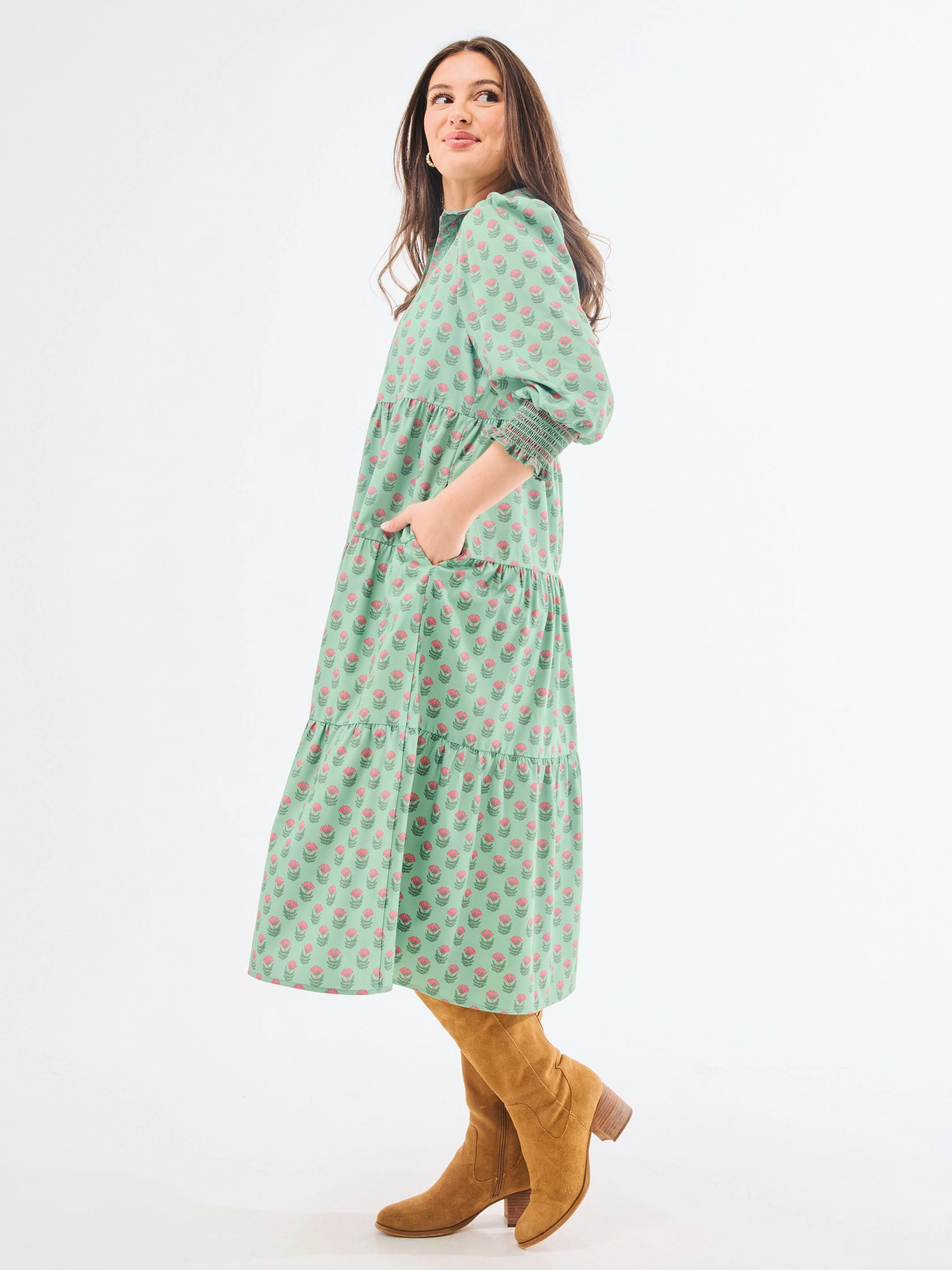 Versatile occasion dress Tie-Detail Eleanor Dress | Floral Foulard Vineyard