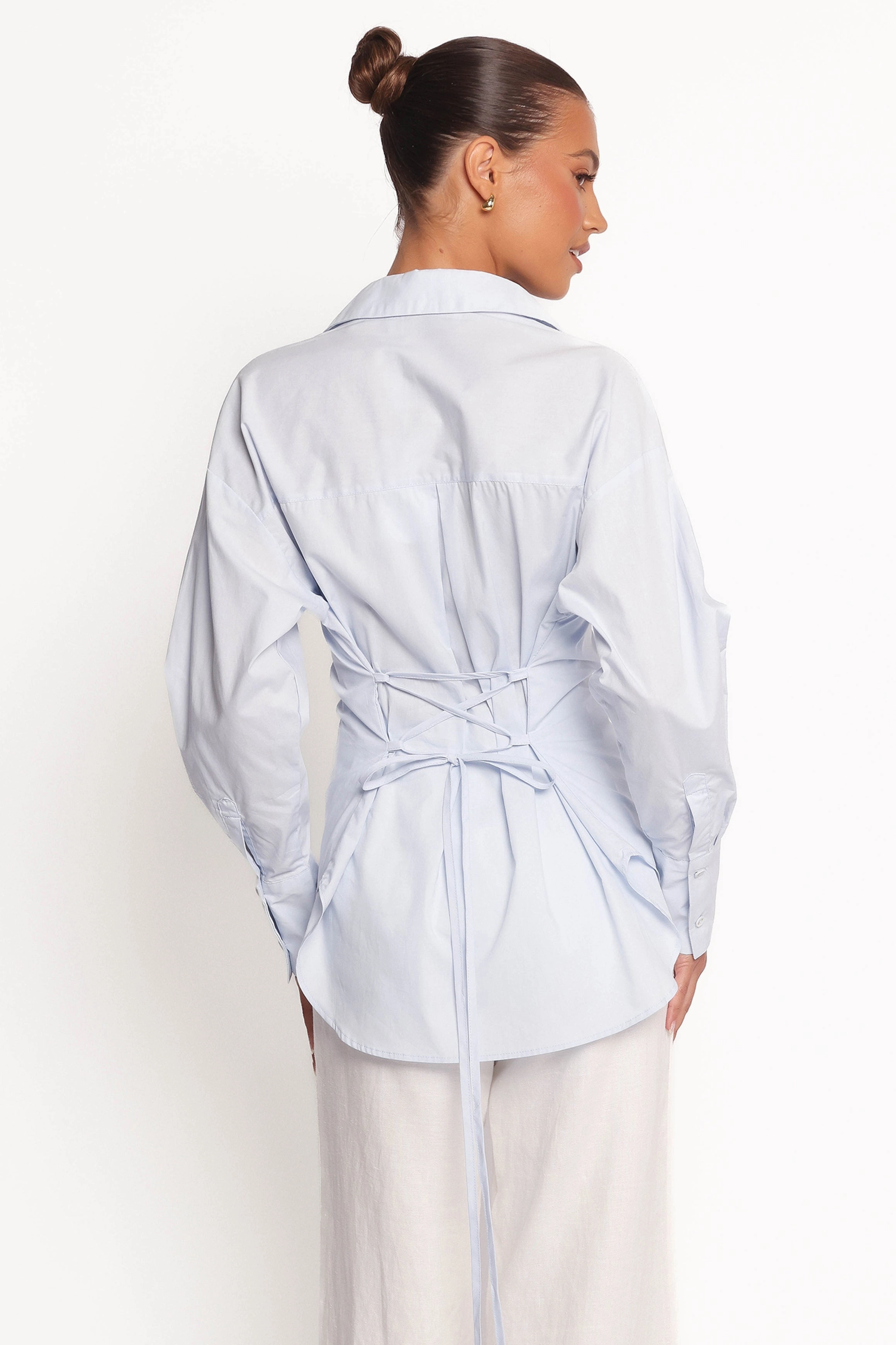 Light Wear Pastel Shade Yacra Tie Shirt - Pale Blue