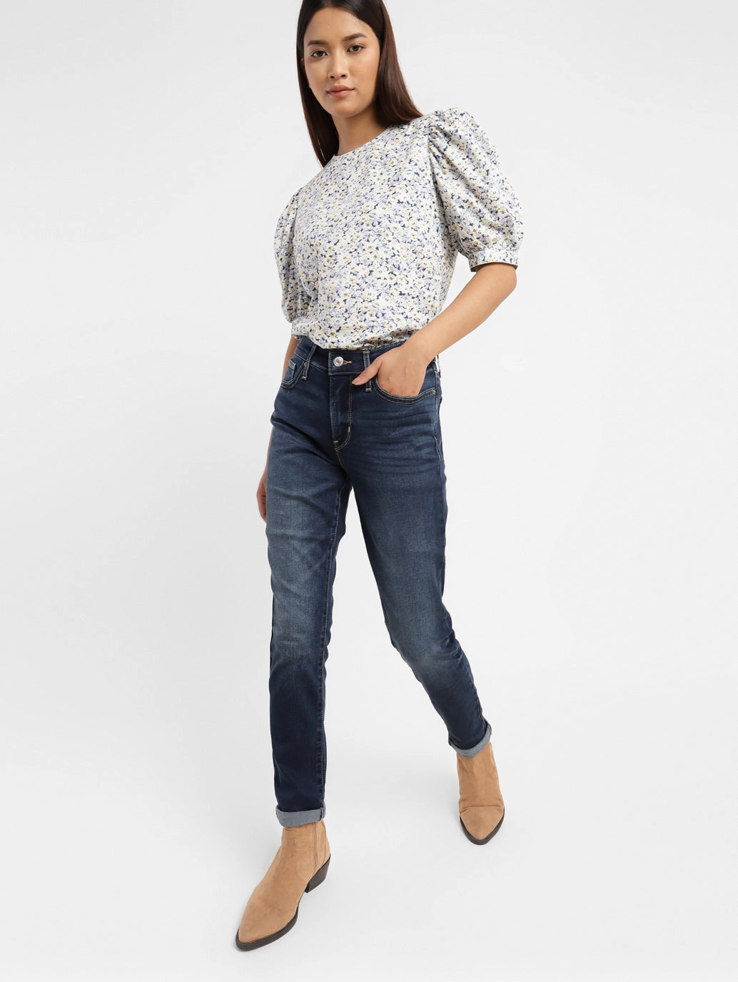 Women's 311 Blue Skinny Fit High Rise Jeans Neat Look Evening Stroll Athlete Fit