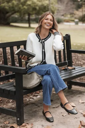 Yorkshire Contrast Hem Cardigan - Cream Urban Trendy Light Drape