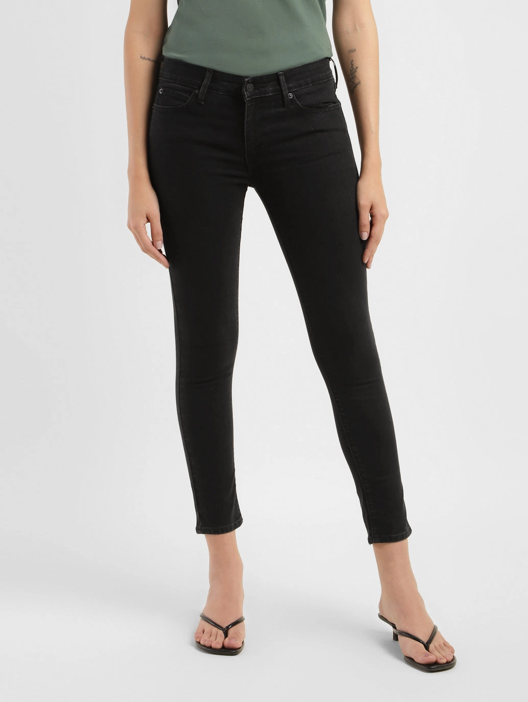 Always Fits Well Women's 711 Black Skinny Fit Mid Rise Jeans