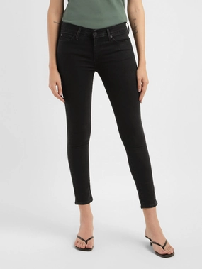Women's 711 Black Skinny Fit Mid Rise Jeans Plain Favorite