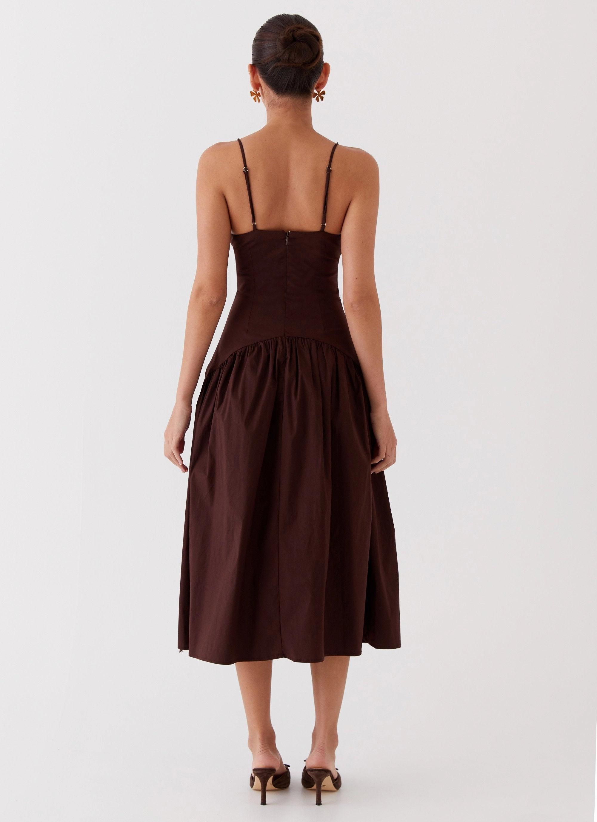 All Purpose Nordic Plain Yvette Corset Midi Dress - Chocolate