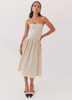 Yvette Corset Midi Dress - Desert Sage EasyCareMaterial
