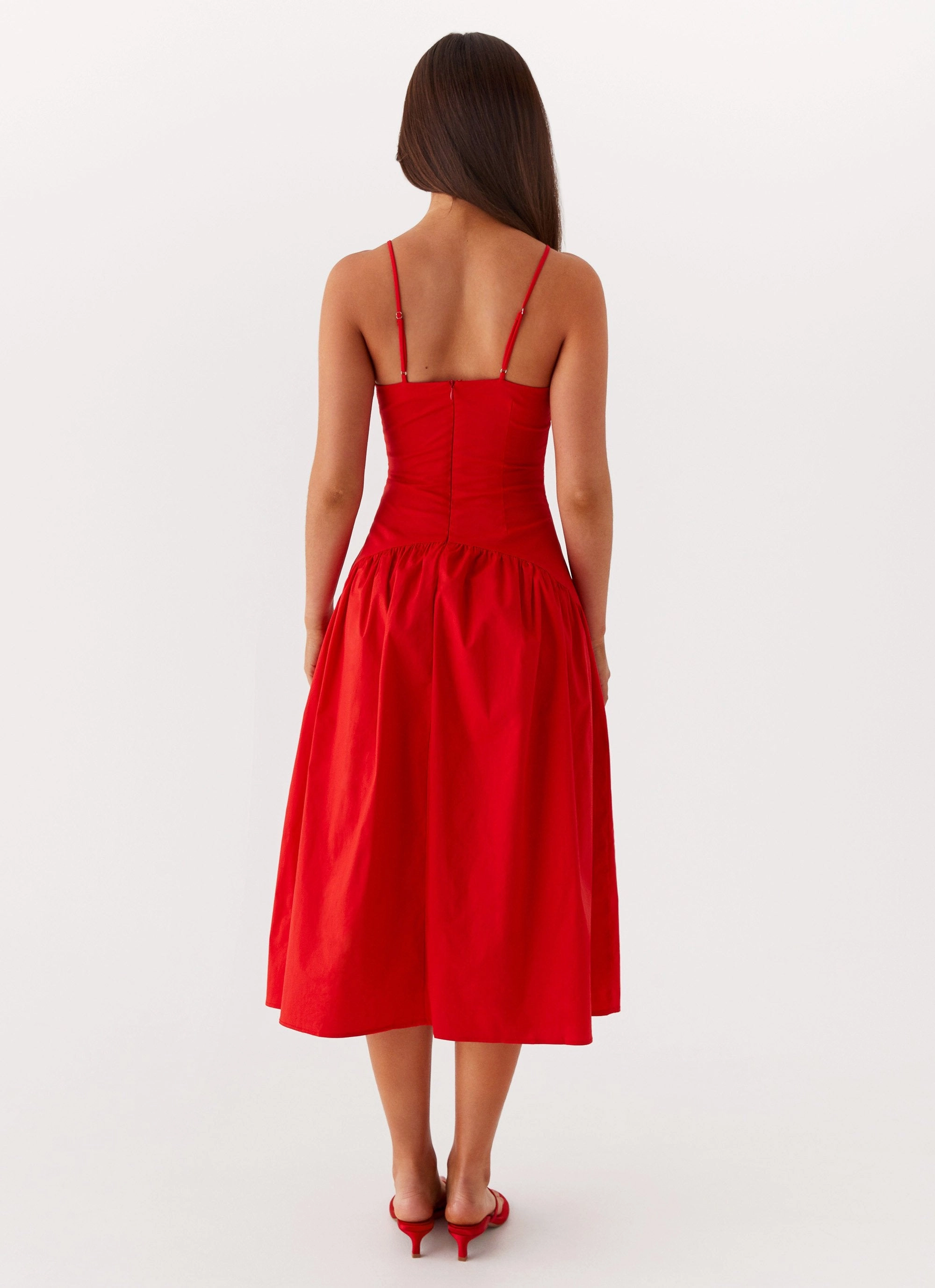 Yvette Corset Midi Dress - Red Influencer-Approved