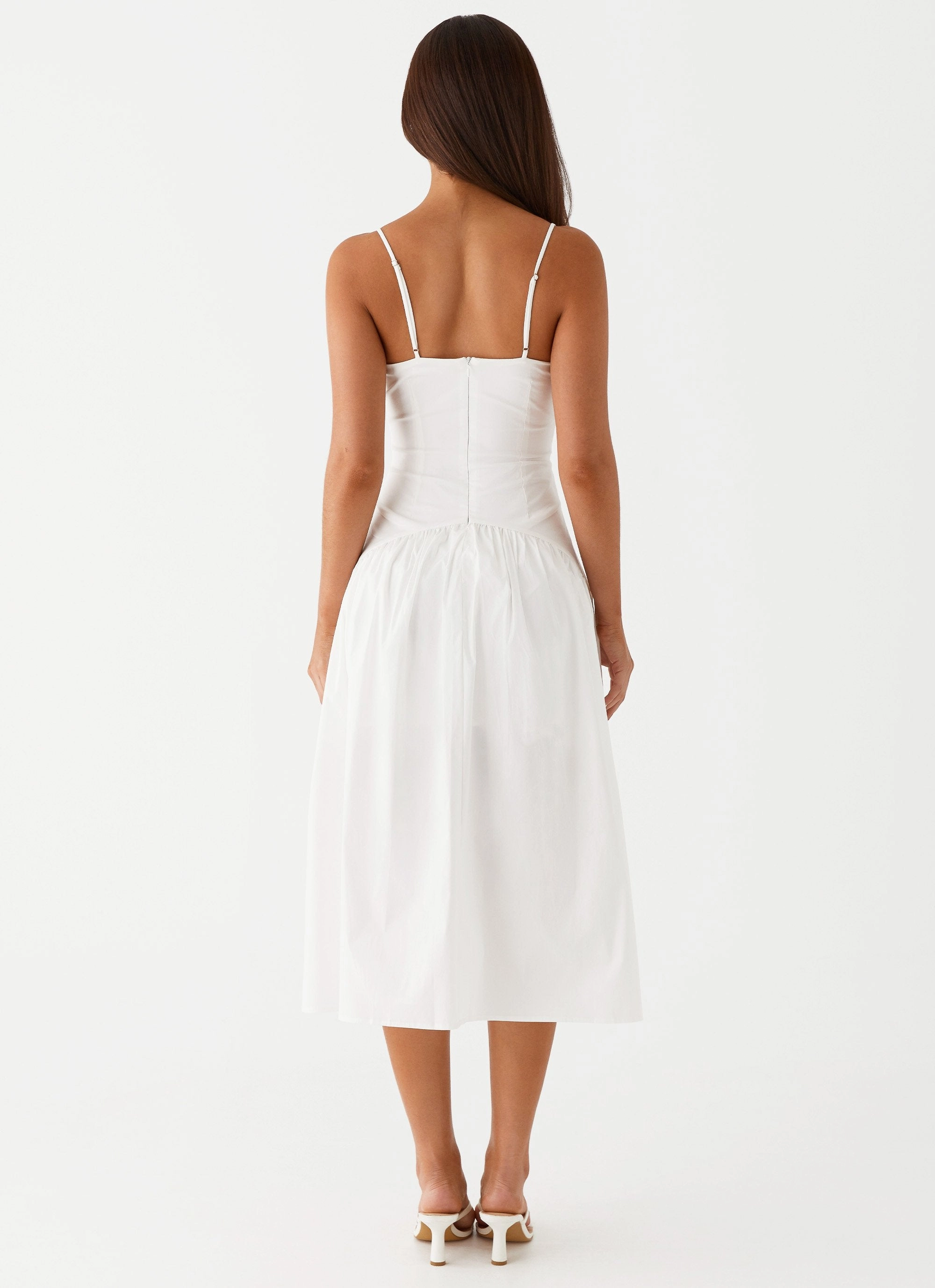Comfortable travel dress Versatile Layer Yvette Corset Midi Dress - White