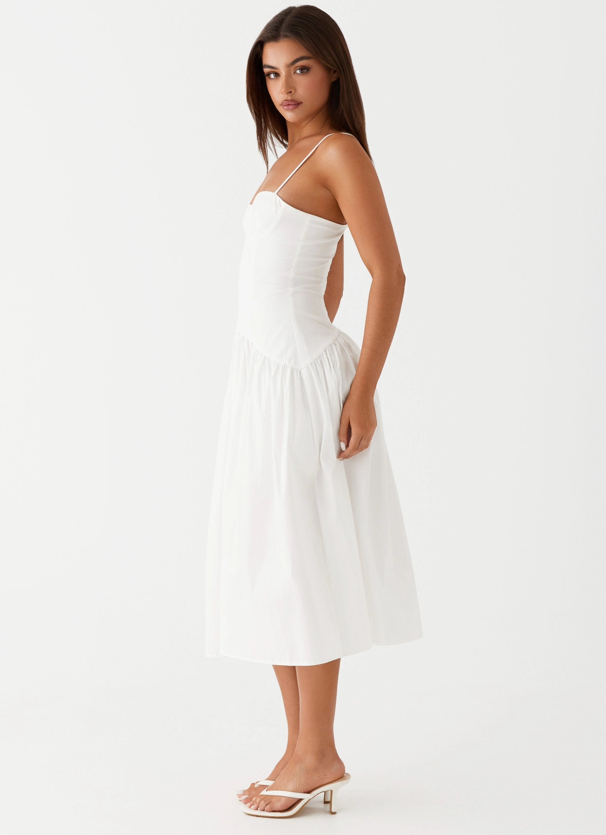 Pretty Glow City Flow Yvette Corset Midi Dress - White