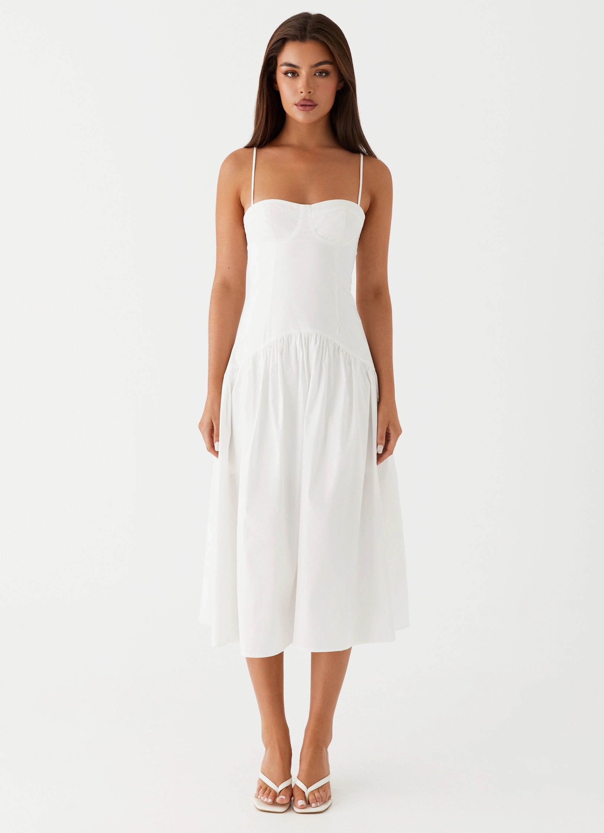 Yvette Corset Midi Dress - White Subtle Detail Comfortable outdoor wear