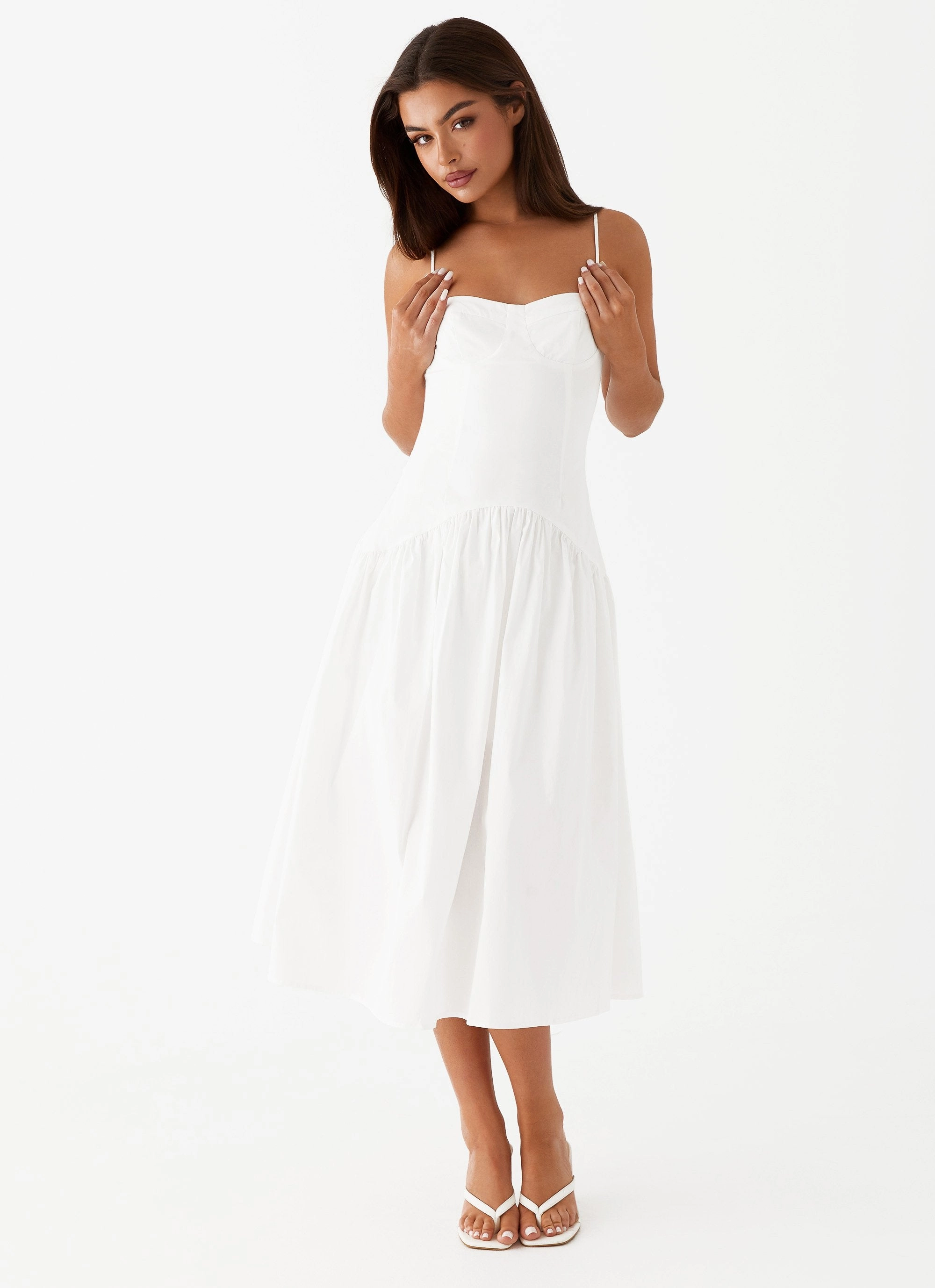Timeless Fit Look Vibrant Look Yvette Corset Midi Dress - White