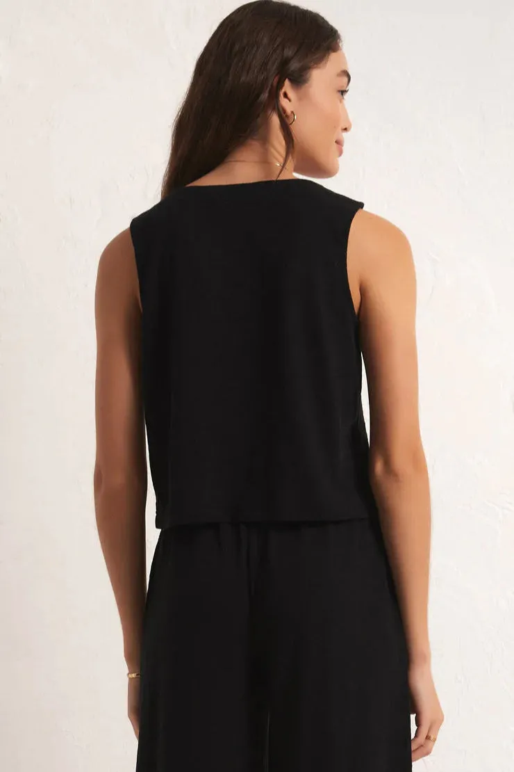 Z Supply Solace Textured Slub Top | Black, Whisper White Bold Design sequined details Festival wear