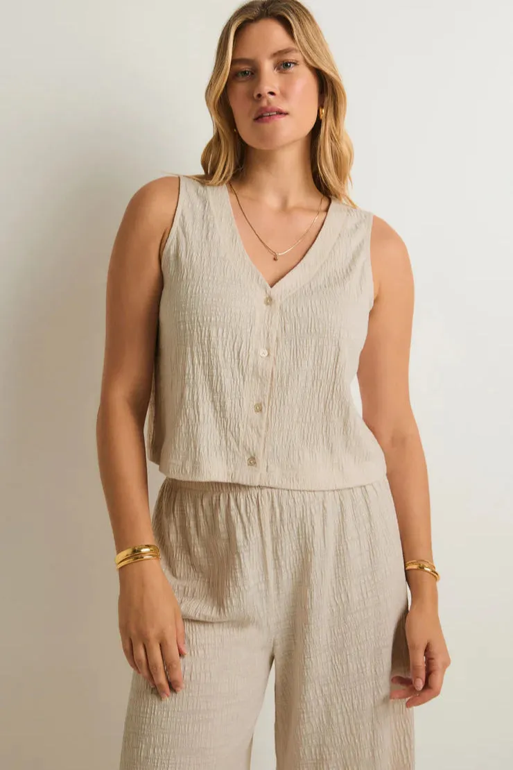 Z Supply Solace Textured Slub Top | Black, Whisper White Bold Design Eco Friendly Fabric Casual Day Wear