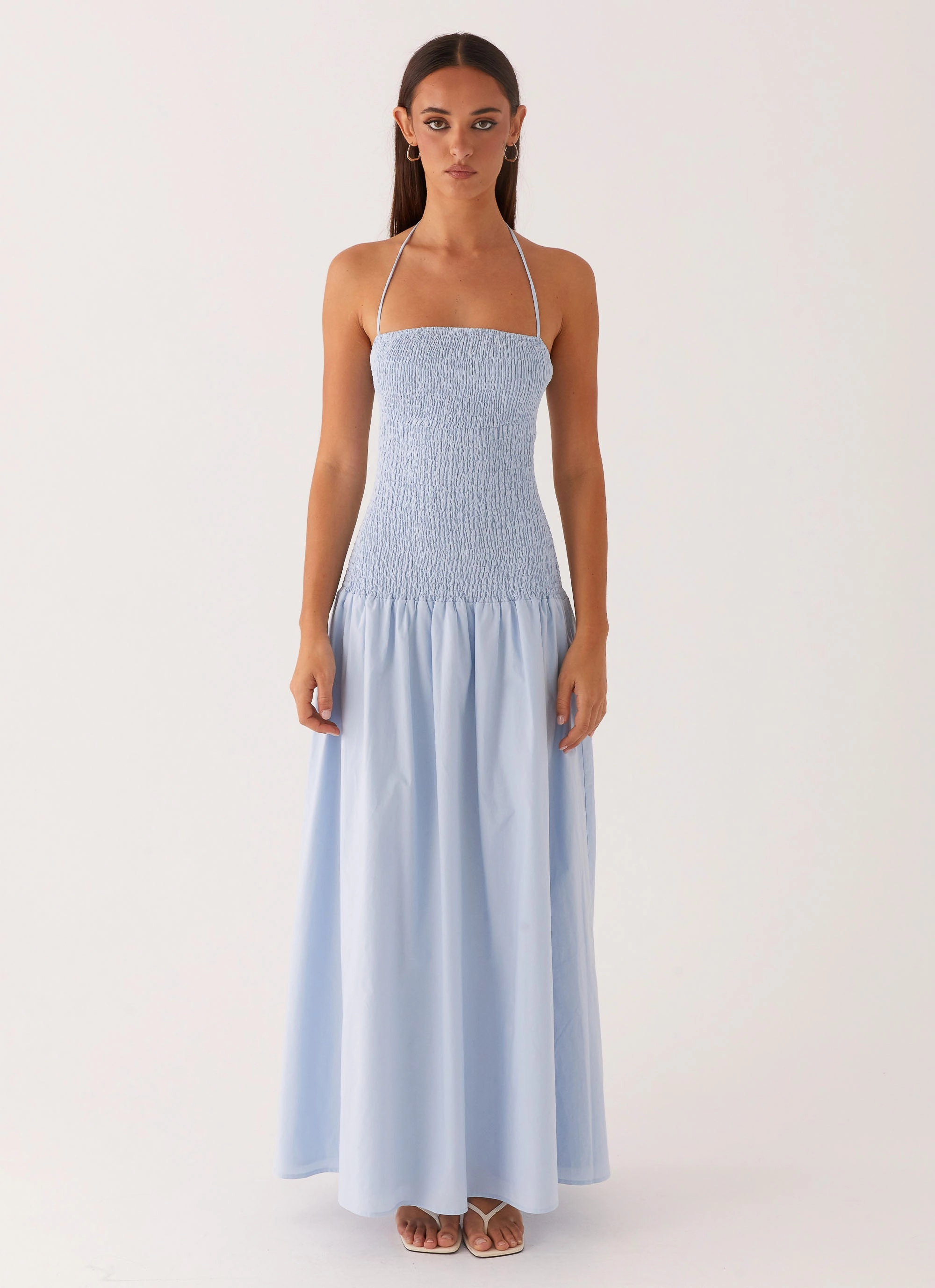 Zahra Maxi Dress - Blue Flattering Waistband Fit