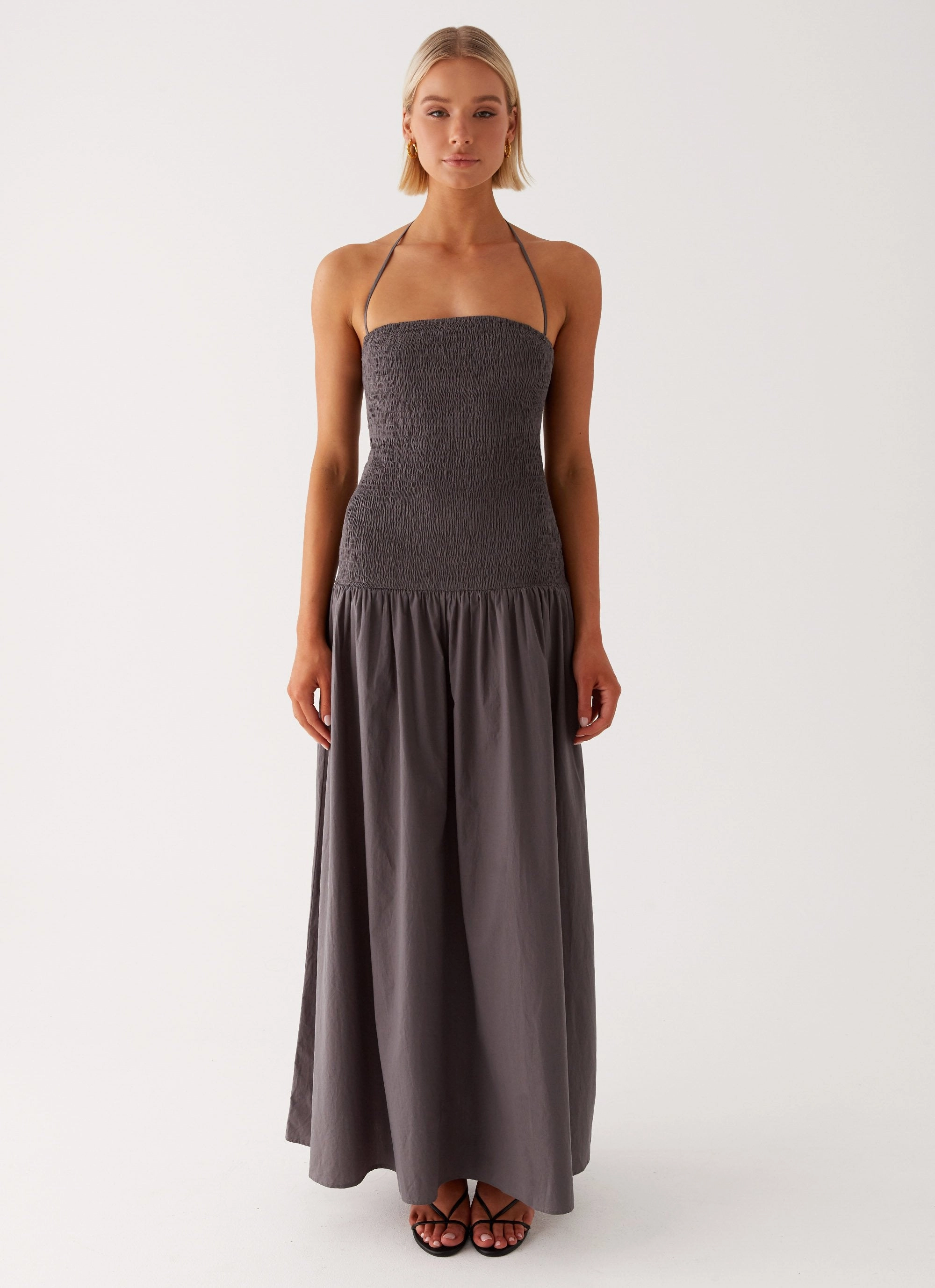 Zahra Maxi Dress - Charcoal Smooth Flow