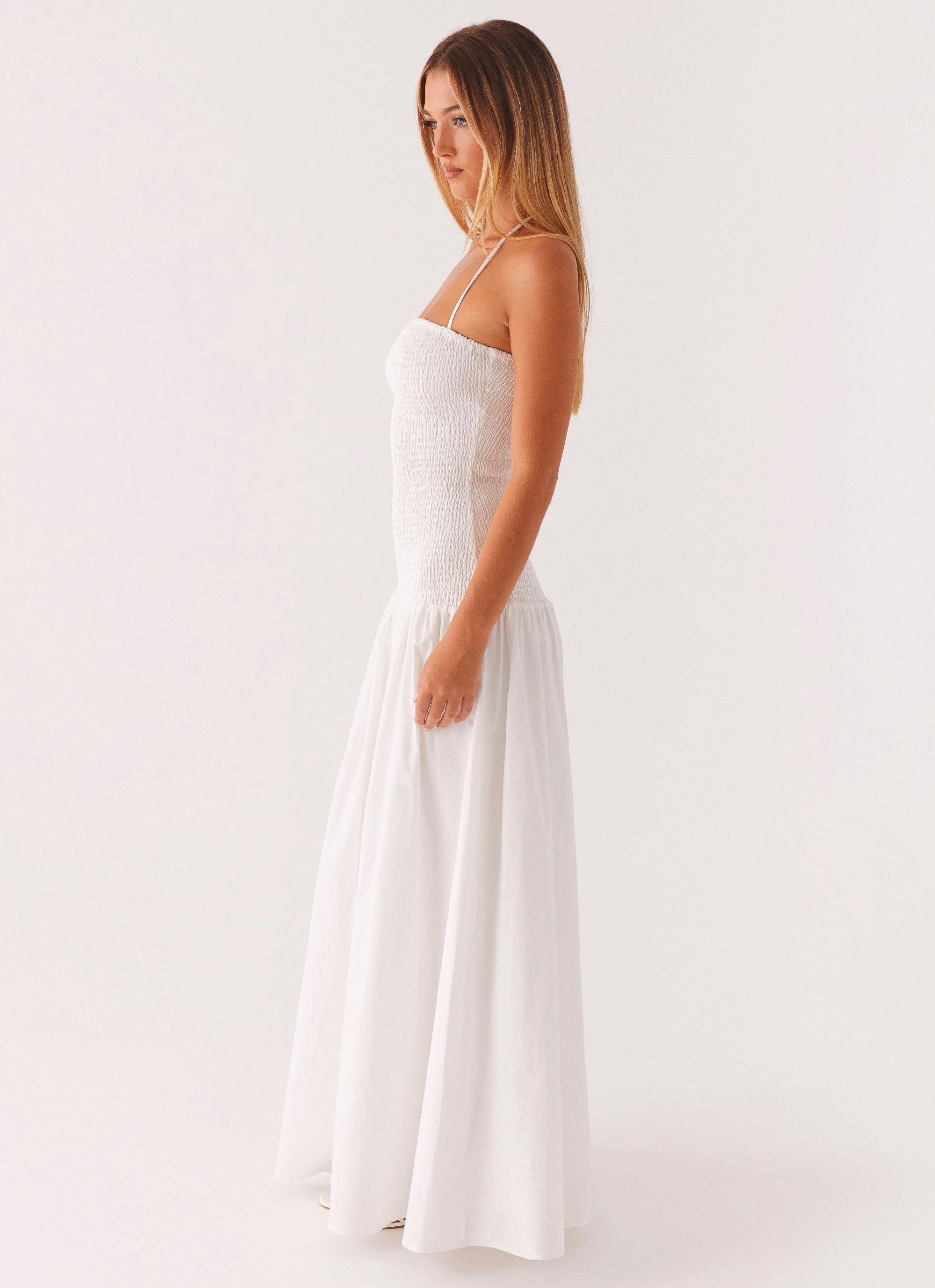 Zahra Maxi Dress - White Texture Play Pleat Breeze