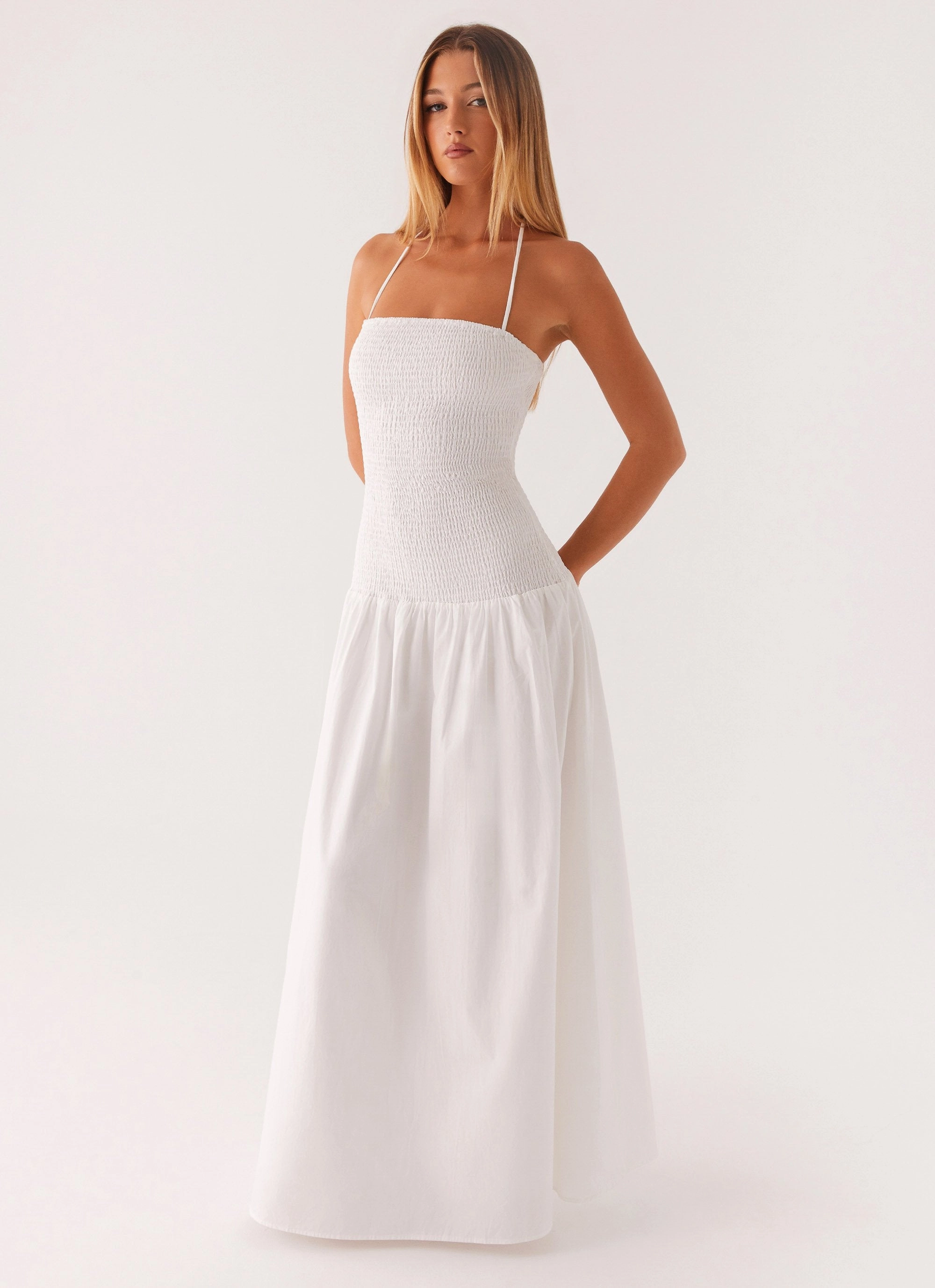 Comfortable Waist Design Zahra Maxi Dress - White
