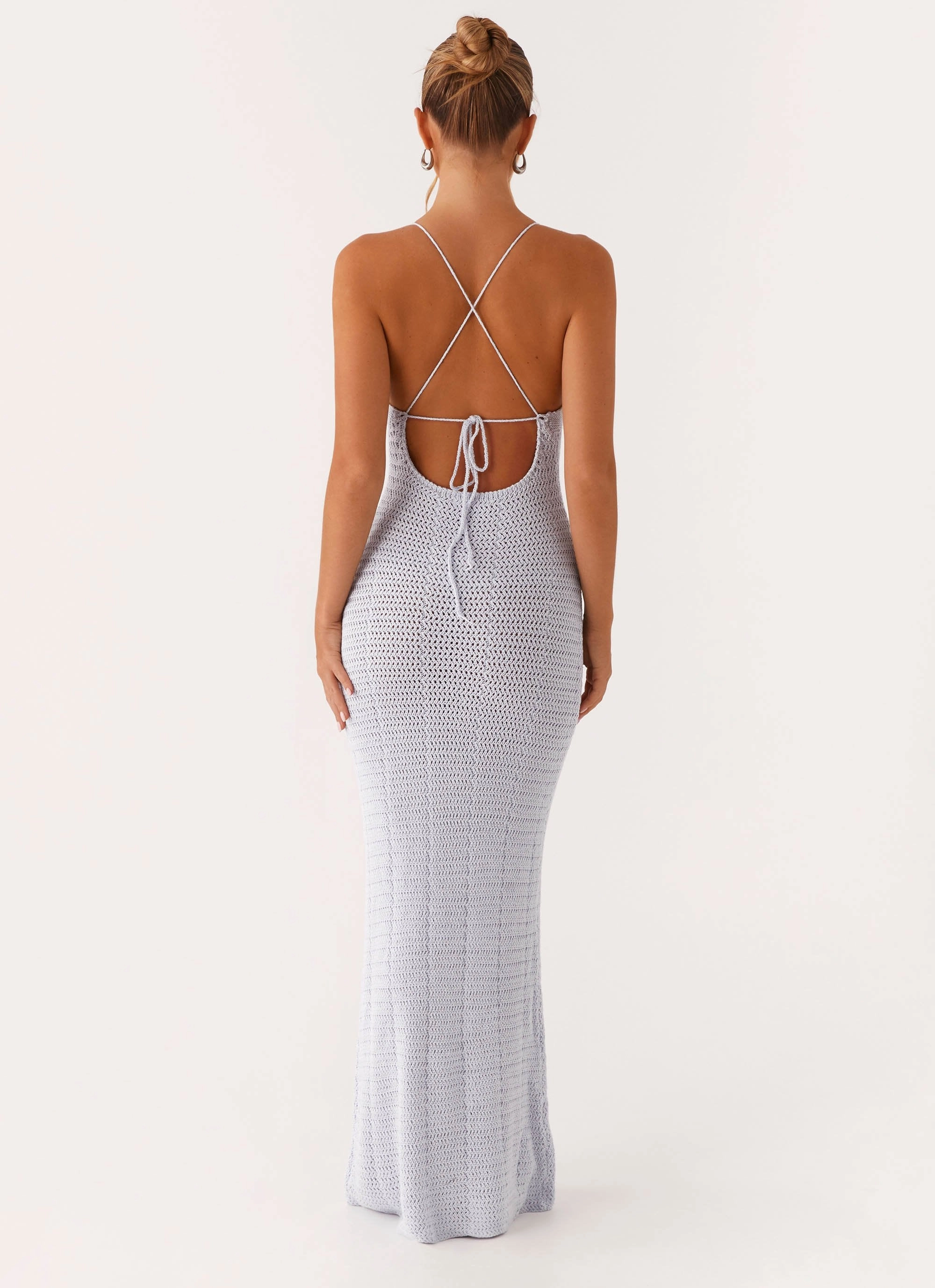 Zara Rose Crochet Maxi Dress - Blue Classic Mood Elegant Flow