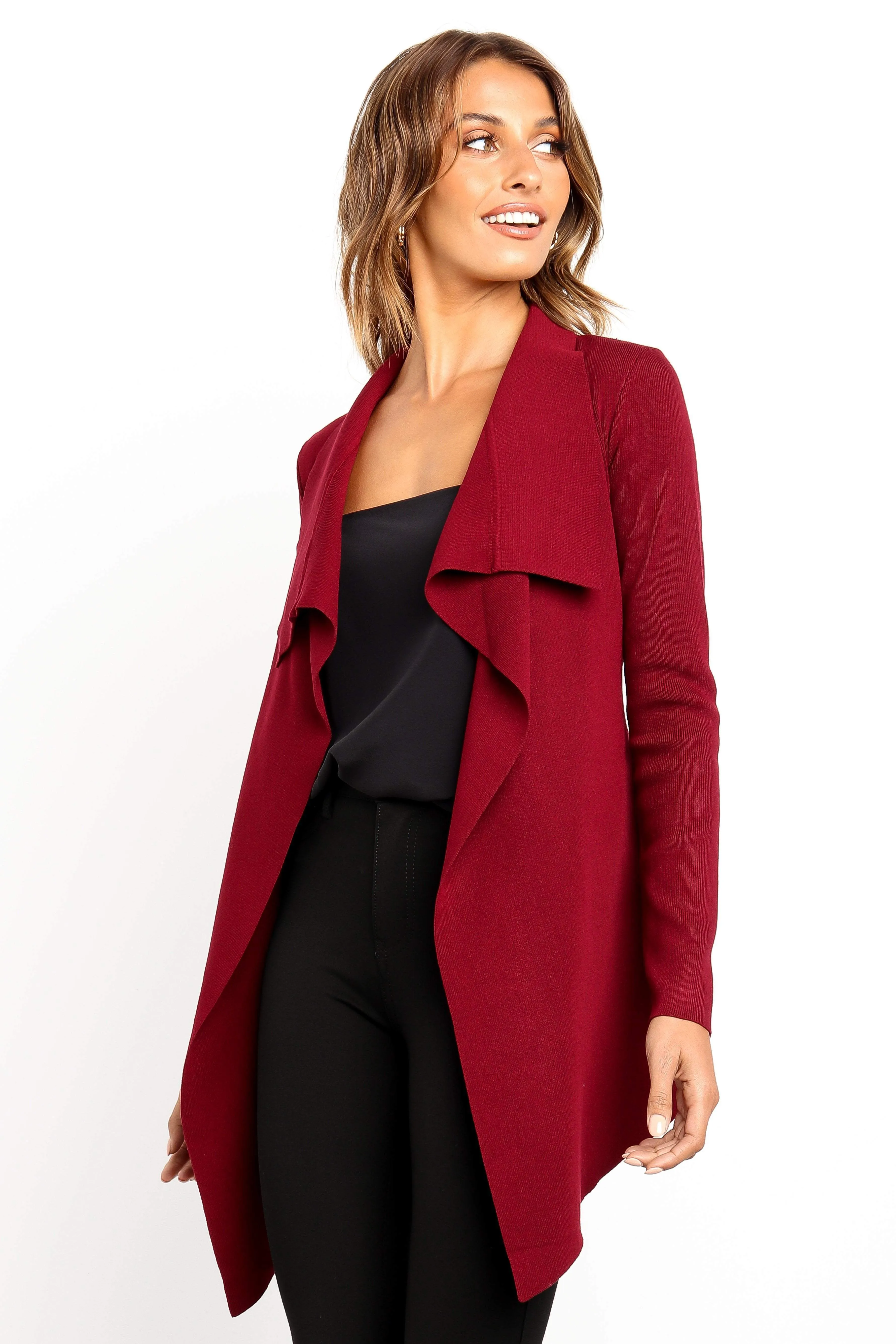 Functional Drape OdorResistant Fiber Zimmer Cardigan - Berry