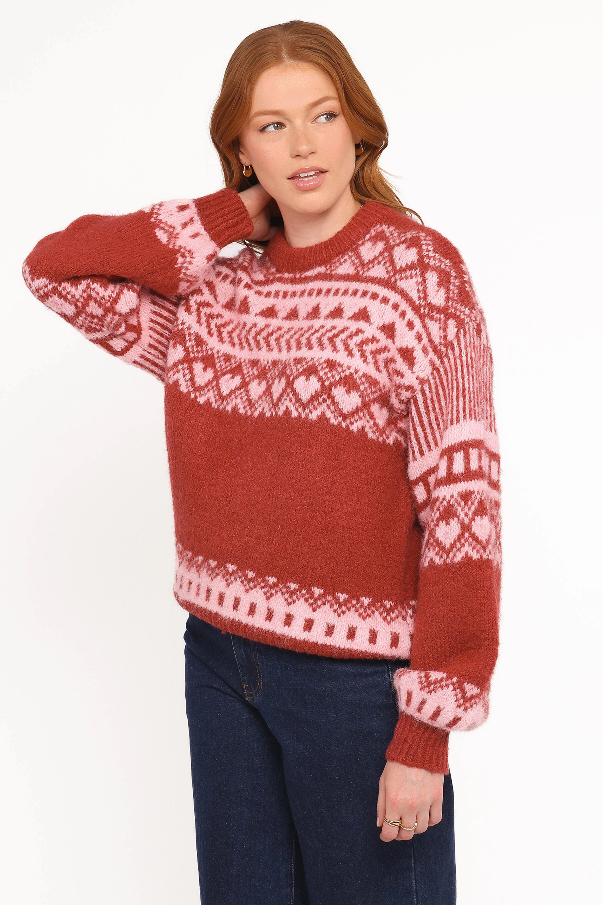 Zinnia Fairisle Knit Sweater - Red Smart Style Timeless Pick