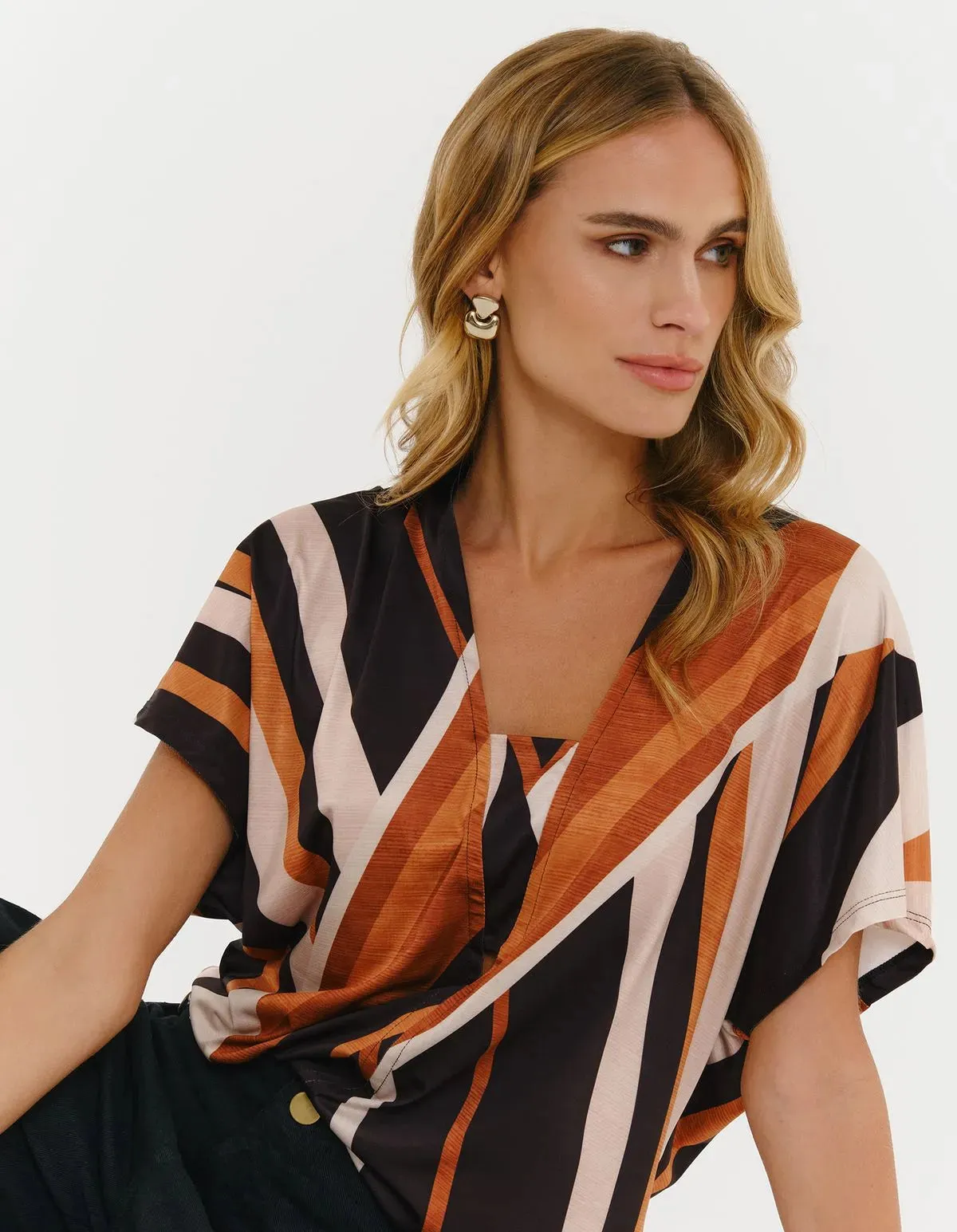 Smart Casual Zinzane Aveiro Striped Printed Blouse | Petro Tear Resistant Fabric