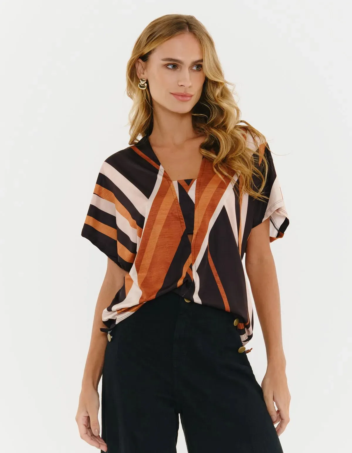 Zinzane Aveiro Striped Printed Blouse | Petro Tear Resistant Fabric Teenager coolness Everyday Flex
